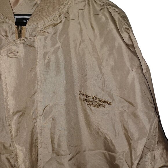 Silk Bomber Style Jacket Men's Women's Size XL Tan Vintage Casino Four Queens - Picture 6 of 10